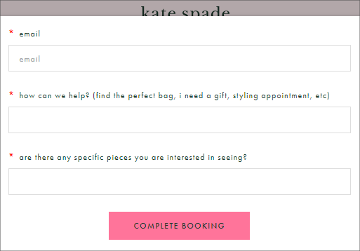 Kate Spade's one-on-one in-store appointment booking